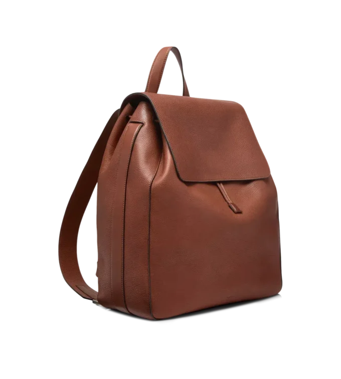Mochila con solapa T-Line de cuero granulado Mochila con solapa T-Line de cuero granulado
