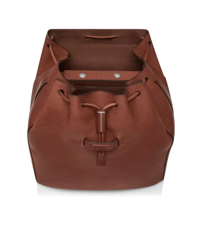 Mochila con solapa T-Line de cuero granulado Mochila con solapa T-Line de cuero granulado