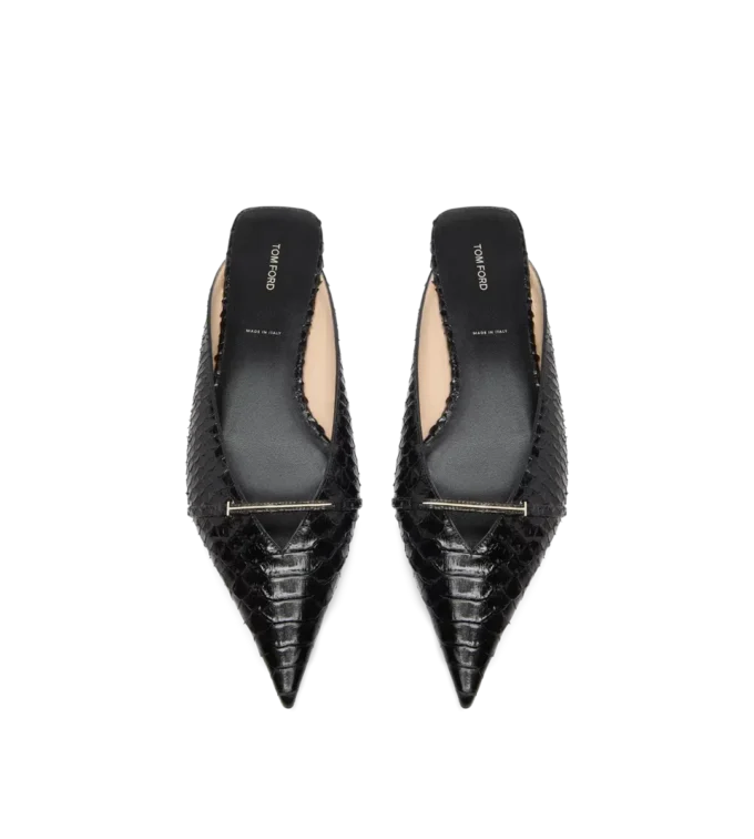Mules Julianne de pitón estampado semibrillante Mules Julianne de pitón estampado semibrillante