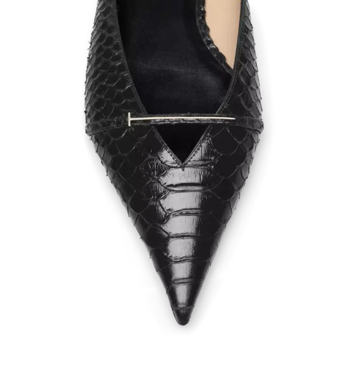 Mules Julianne de pitón estampado semibrillante Mules Julianne de pitón estampado semibrillante