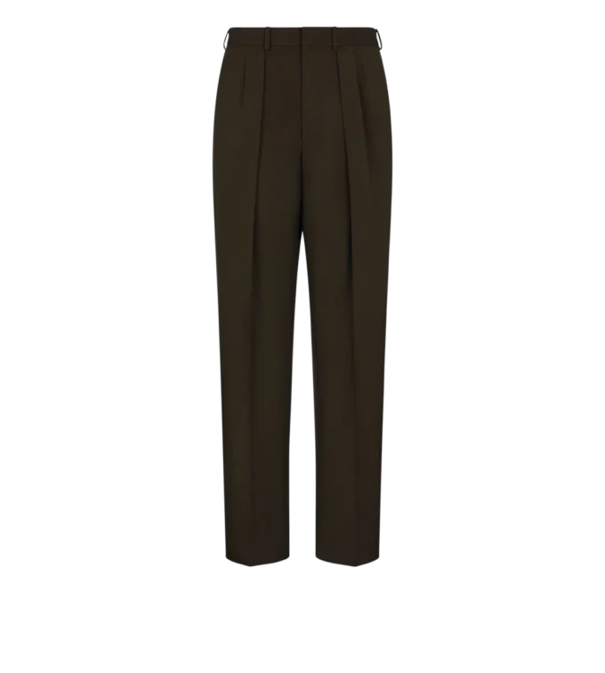 Pantalón de doble pliegue de lana, cachemira y seda