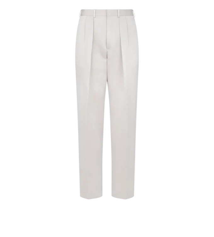Pantalón de doble pliegue en satén texturizado peinado