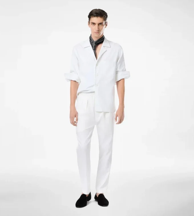 Pantalón de estar por casa plisado con rayas en espiga