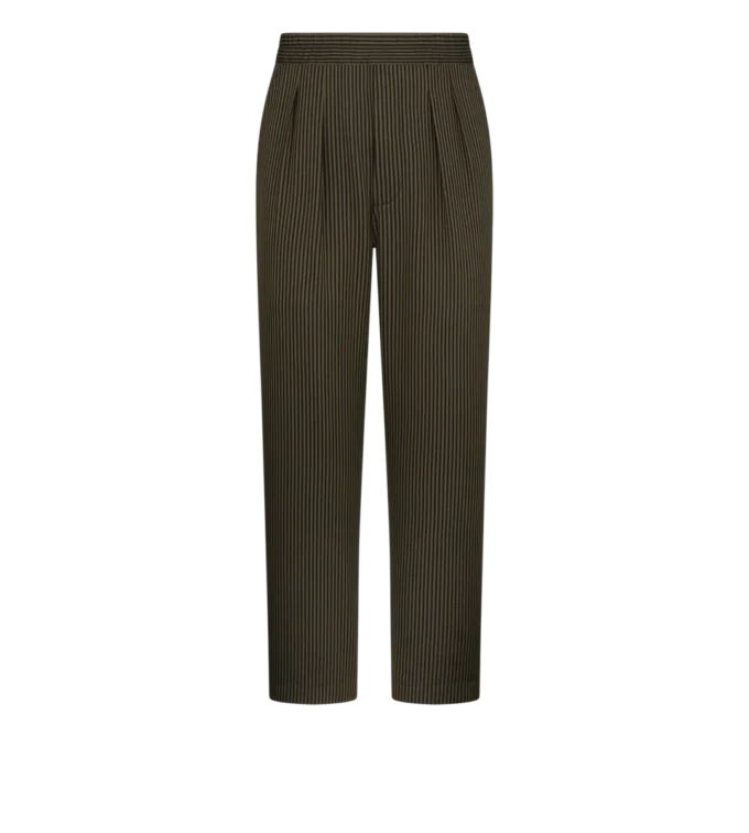 Pantalón de estar por casa plisado de algodón y seda con rayas bengalíes