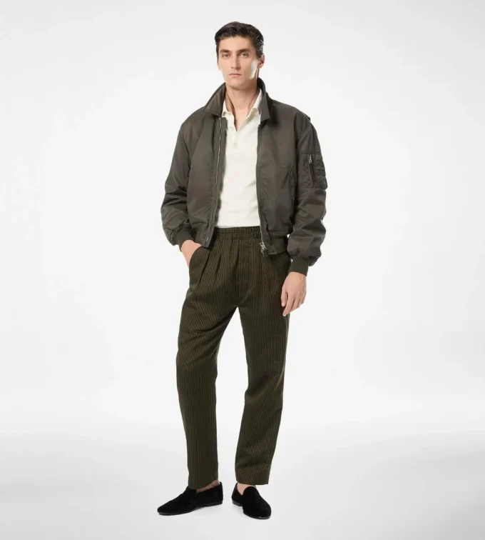 Pantalón de estar por casa plisado de algodón y seda con rayas bengalíes