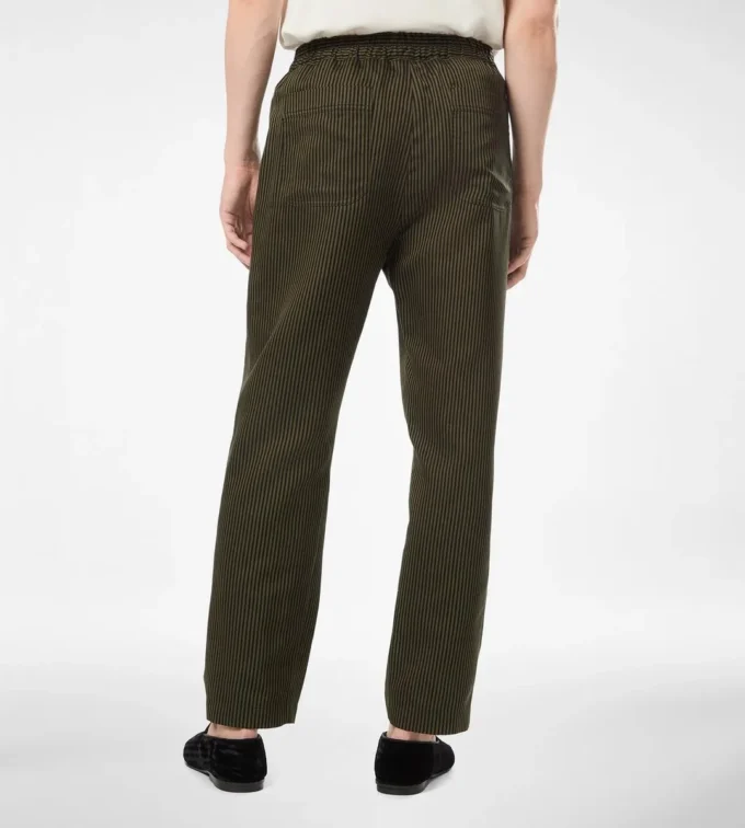 Pantalón de estar por casa plisado de algodón y seda con rayas bengalíes