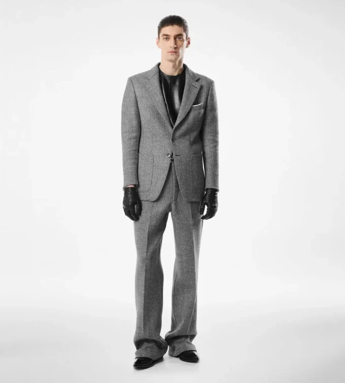 Pantalón doble dividible con diseño en espiga Sharkskin