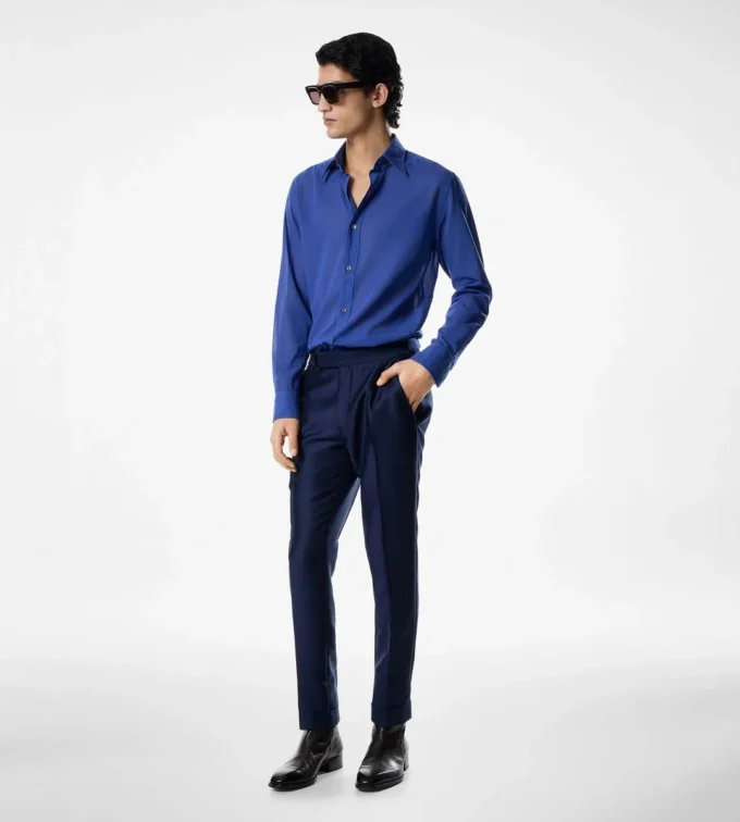 Pantalón Dyllan de sarga de seda y mohair