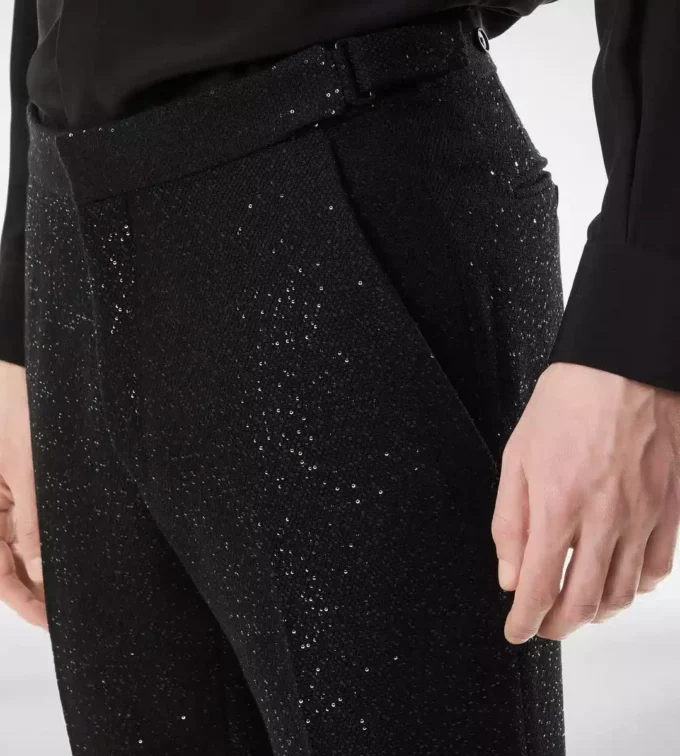 Pantalón ligero bouclé con lentejuelas