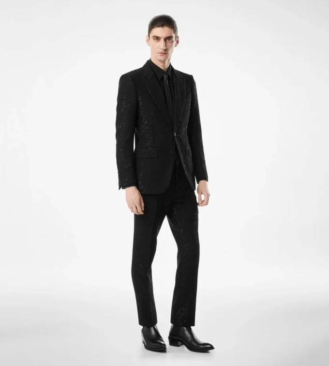 Pantalón ligero bouclé con lentejuelas