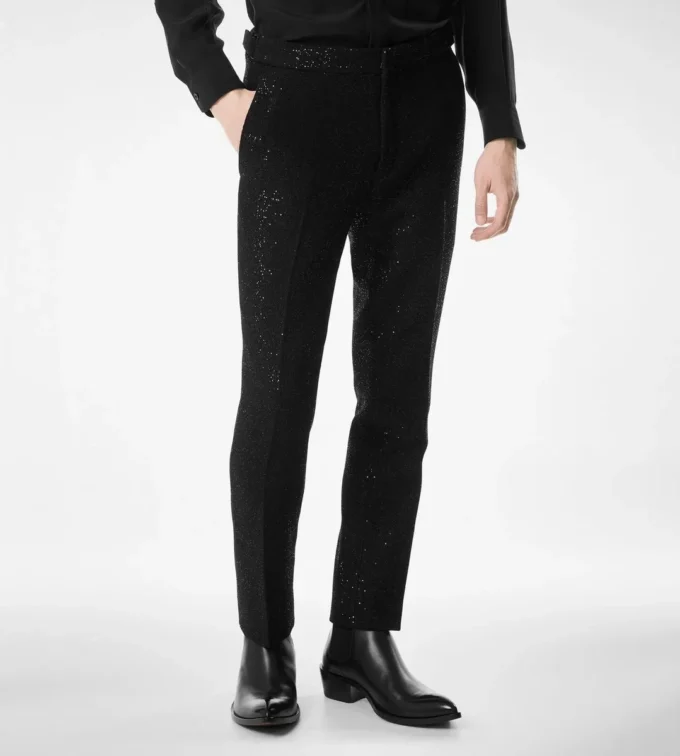 Pantalón ligero bouclé con lentejuelas