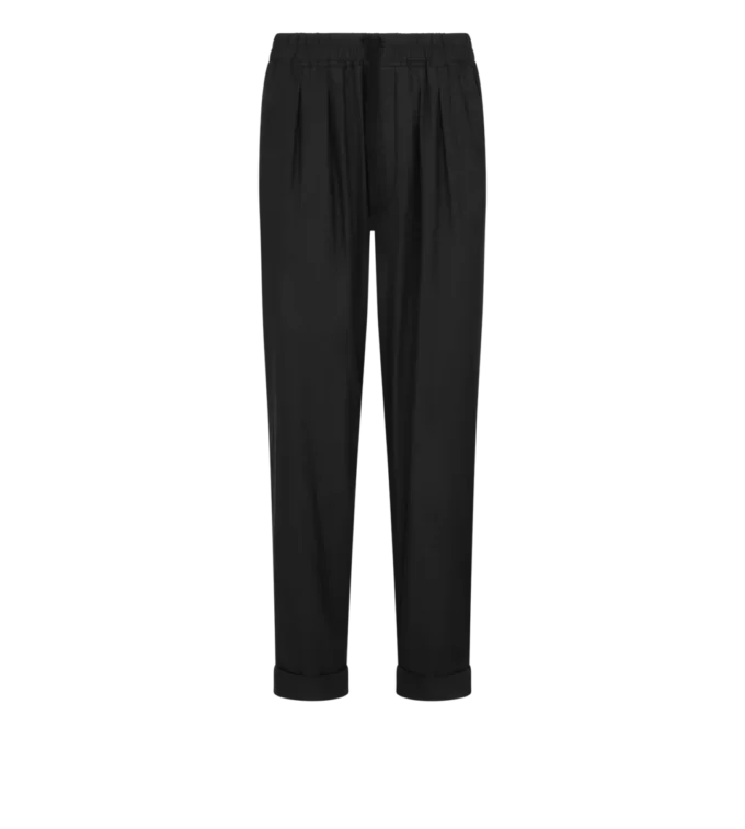 Pantalón ligero de sarga fluida de algodón y seda