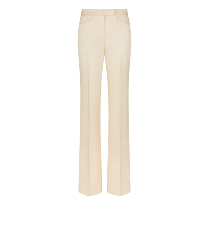 Pantalones anchos de esmoquin a medida de seda y lana Barathea brillante