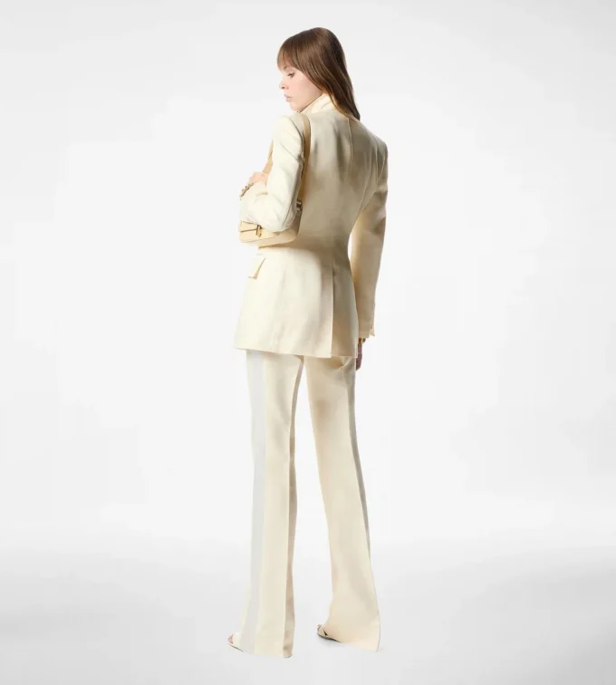 Pantalones anchos de esmoquin a medida de seda y lana Barathea brillante