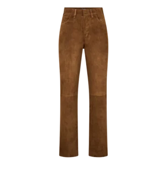 Pantalones de cinco bolsillos de ante de cordero de grano completo con logotipo Tf grabado