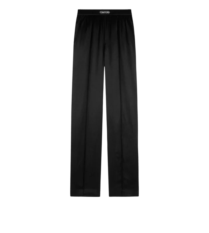 Pantalones de pijama de satén de seda elástico Pantalones de pijama de satén de seda elástico