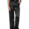 Pantalones de pijama de satén de seda elástico Pantalones de pijama de satén de seda elástico