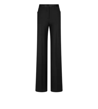 Pantalones de sastrería con corte acampanado de sarga de mezcla de seda