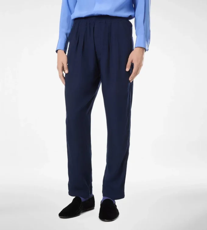 Pantalones ligeros de lyocell con pliegues para estar por casa