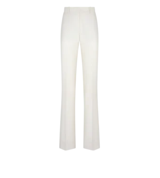 Pantalones rectos de lana y seda con rayas sombreadas
