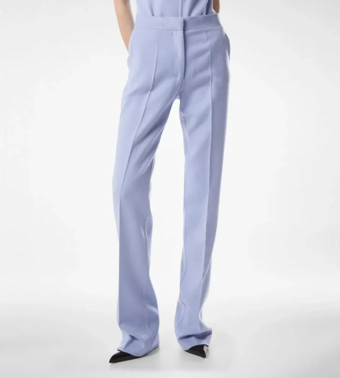 Pantalones rectos entallados de lana ligera doble cara Pantalones rectos entallados de lana ligera doble cara