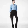 Pantalones rectos entallados de mezcla de lana y seda Pantalones rectos entallados de mezcla de lana y seda