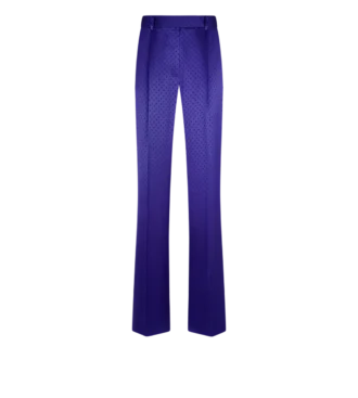 Pantalones rectos plisados con jacquard de lunares