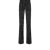 Pantalones rectos relajados con pliegues de lana y algodón Barathea a rayas Pantalones rectos relajados con pliegues de lana y algodón Barathea a rayas