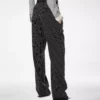 Pantalones rectos relajados con pliegues de lana y algodón Barathea a rayas Pantalones rectos relajados con pliegues de lana y algodón Barathea a rayas