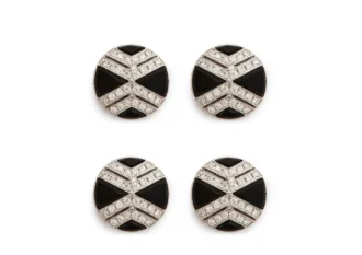 Pendientes redondos de diamantes y ónix Pendientes redondos de diamantes y ónix