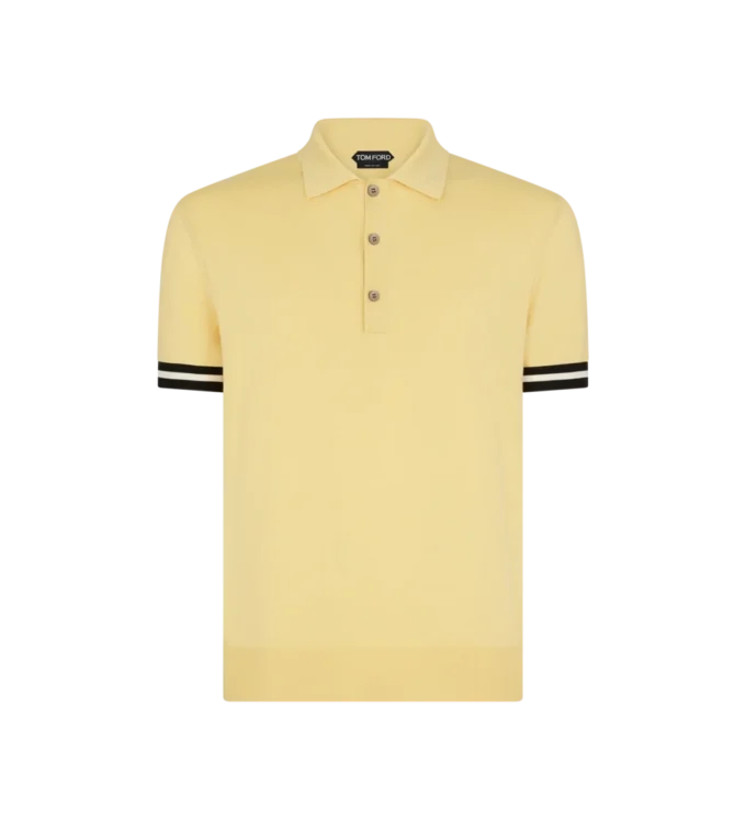 Polo de algodón y seda con ribetes en contraste
