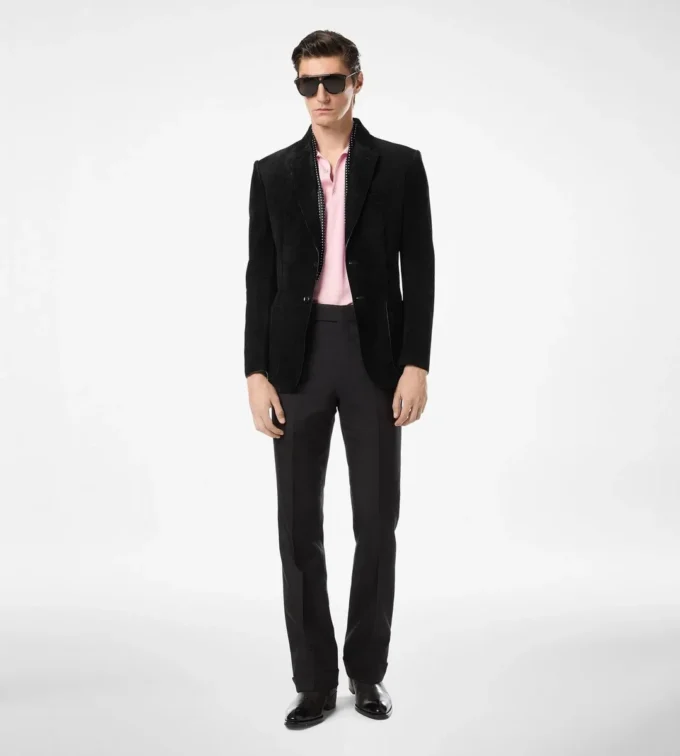 Blazer sartorial de ante y cachemira