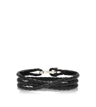Pulsera T de cuero trenzado
