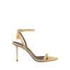 Sandalias laminadas de piel napa con cierre de candado y punta afilada, 85 mm