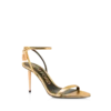 Sandalias laminadas de piel napa con cierre de candado y punta afilada, 85 mm