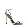Sandalias puntiagudas sin talón con candado de cuero napa laminado Sandalias puntiagudas sin talón con candado de cuero napa laminado