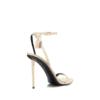 Sandalias puntiagudas sin talón con candado de cuero napa laminado Sandalias puntiagudas sin talón con candado de cuero napa laminado