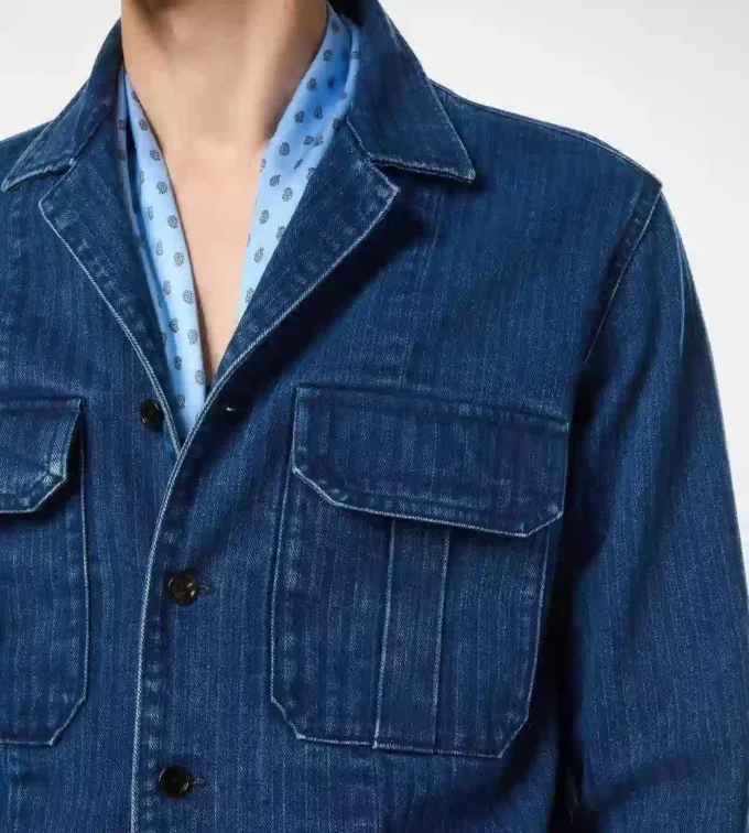 Sobrecamisa vaquera con diseño en espiga Sobrecamisa vaquera con diseño en espiga