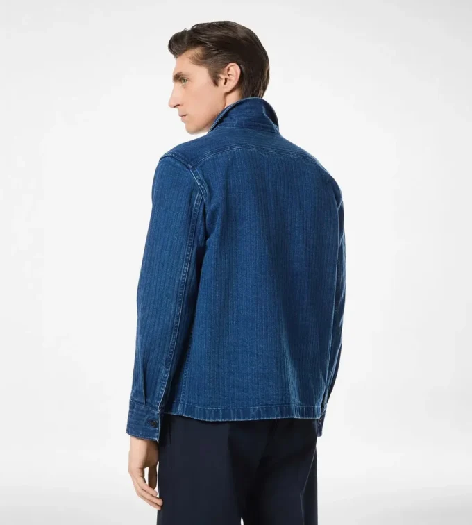 Sobrecamisa vaquera con diseño en espiga Sobrecamisa vaquera con diseño en espiga
