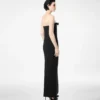 Vestido de cóctel sin tirantes de crepé pesado y satén envers con detalle de lazo