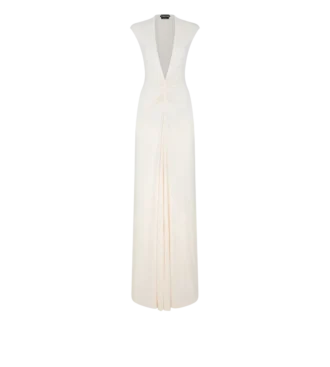 Vestido de noche con cuello en V profundo y tejido elástico «Sable» Vestido de noche con cuello en V profundo y tejido elástico «Sable»