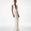 Vestido de noche con cuello en V profundo y tejido elástico «Sable»