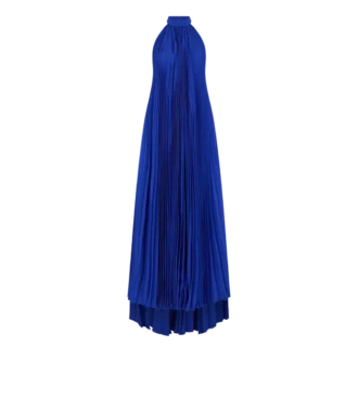 Vestido de noche de seda con cuello halter y plisado Sunray