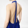 Vestido de noche de seda con cuello halter y plisado Sunray Vestido de noche de seda con cuello halter y plisado Sunray