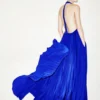 Vestido de noche de seda con cuello halter y plisado Sunray Vestido de noche de seda con cuello halter y plisado Sunray