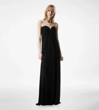 Vestido de noche drapeado sin tirantes Vestido de noche drapeado sin tirantes
