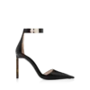 Zapatos de salón con correa al tobillo y hebilla en T de piel granulada flexible