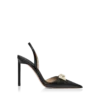 Zapatos de salón con talón abierto y hebilla en T de piel granulada flexible