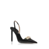 Zapatos de salón con talón abierto y hebilla en T de piel granulada flexible