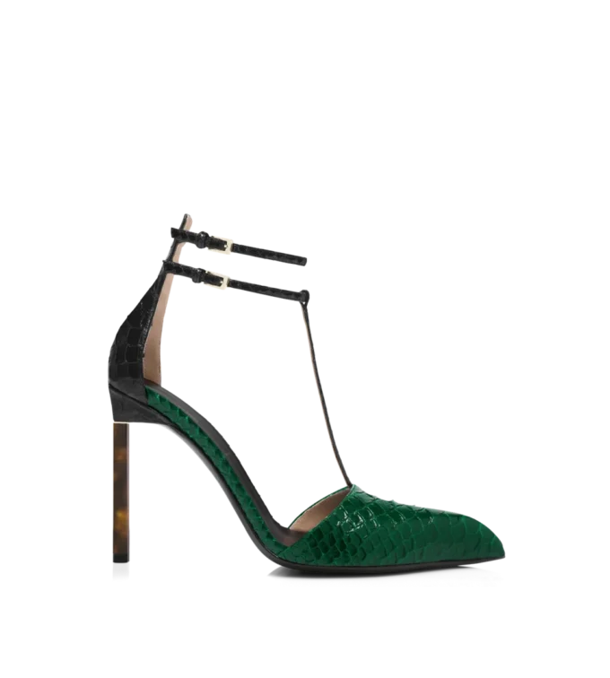 Zapatos de salón con tira en T estampados de pitón Zapatos de salón con tira en T estampados de pitón